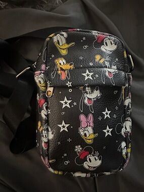 Disney Black Crossbody Bag with Minnie, Daisy, Pluto & Goofy Faces